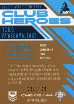 2023 NRL Traders Titanium - Club Heroes Bronze #CHB09 Tino Fa'asuamaleaui Back